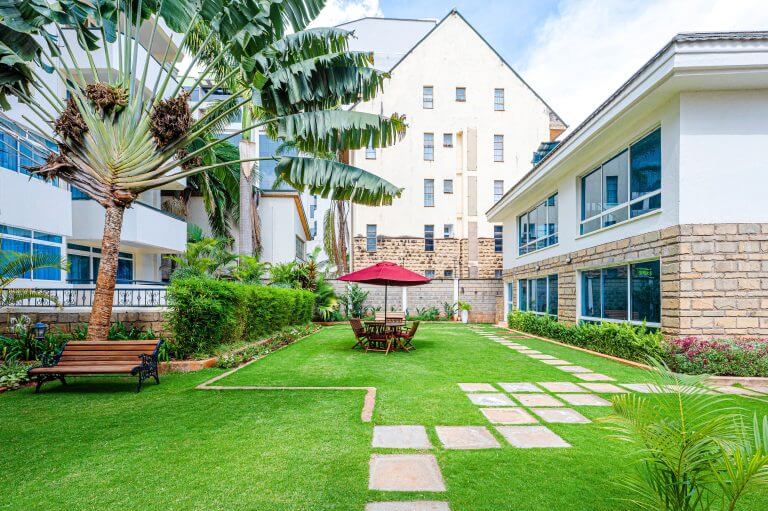 Outdoor Relaxing Area — Roma Courts Serviced Apartments Nairobi
