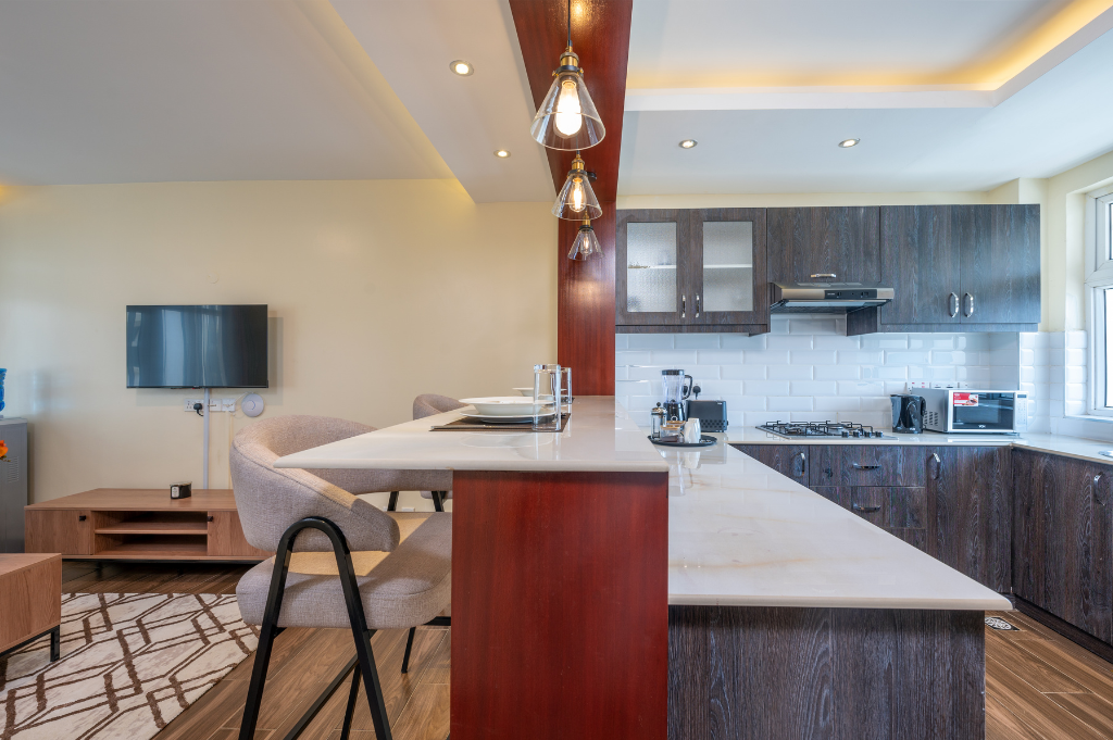 1 Bedroom Apartment breakfast bar area at Roma Courts Nairobi