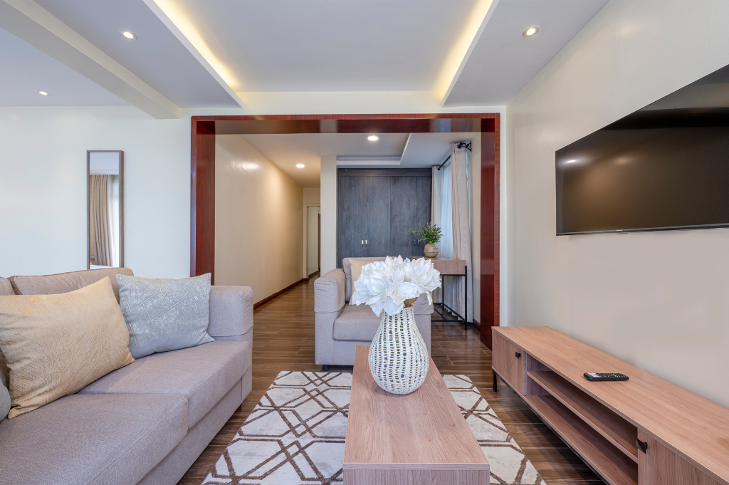 Uber Studio TV area at Roma Courts Serviced Apartments Nairobi